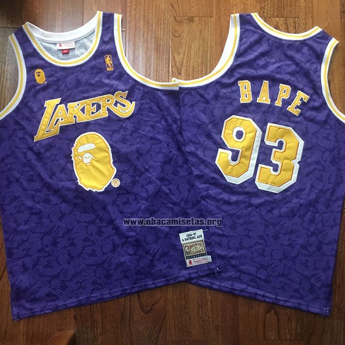 Camiseta Los Angeles Lakers Bape NO 93 Mitchell & Ness Violeta